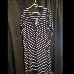 Torrid navy and taupe stripe rib twist dress
